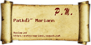 Patkó Mariann névjegykártya