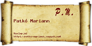 Patkó Mariann névjegykártya