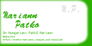 mariann patko business card